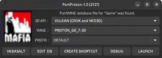 Окно запуска PortProton