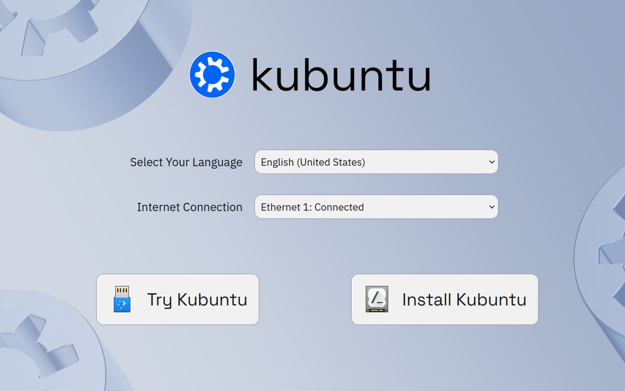 Установка Kubuntu экран выбора - пробовать или установить