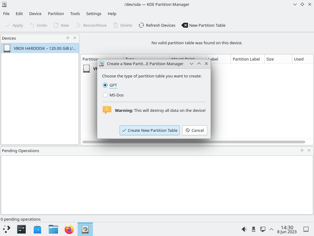 Разметка диска New Partition Table GPT